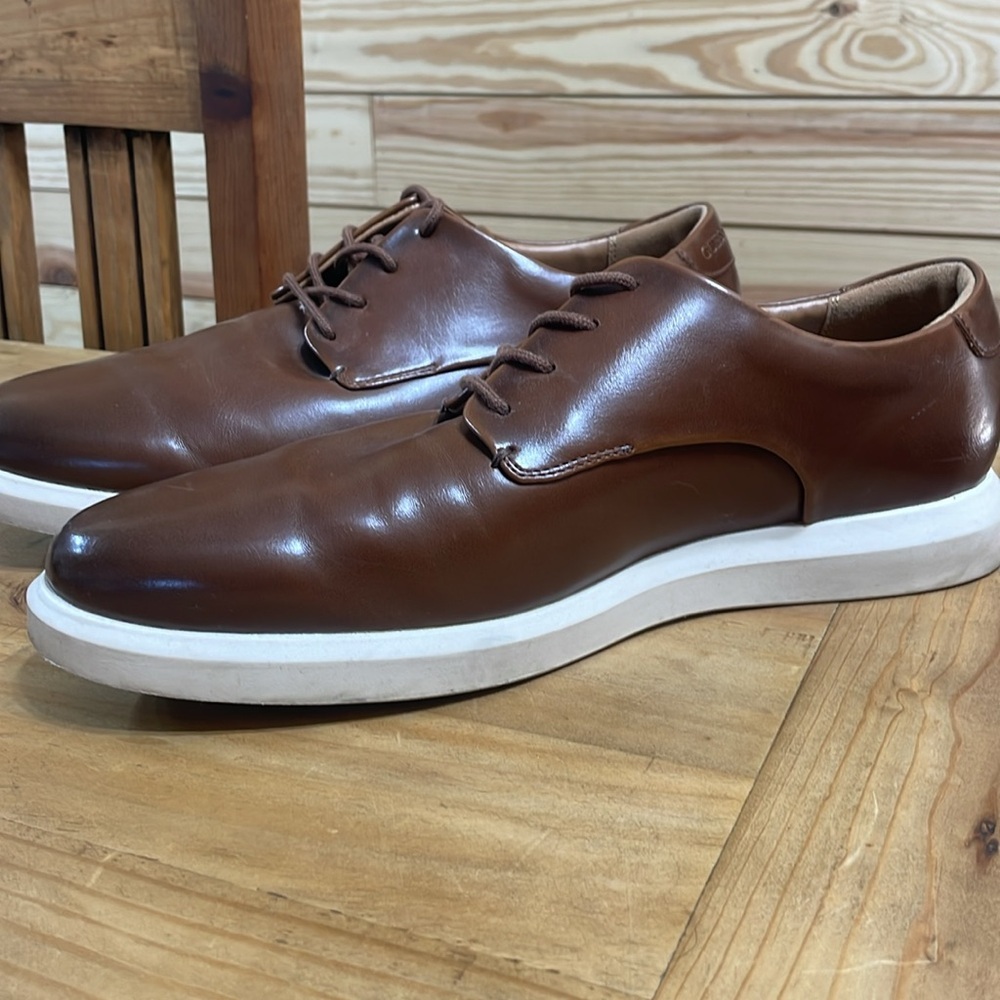 Guess Leather Dress Shoes Mens Rich Brown Excellent Almost New Condition 9.5 - Picture 8 of 10